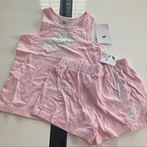 Nike girl pink colorful cute shorts set top outfit active performance 5031